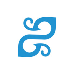 abstract blue waves curl design logo vector