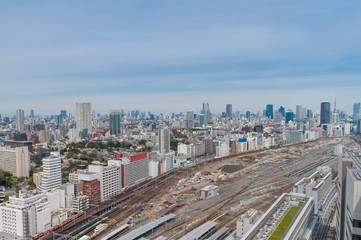 Aerial photography , Cityscape overlooking Tokyo, Japan
