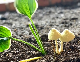 Mushroom in soil