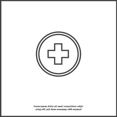 Obraz premium Vector icon hospital medicin. Medical cross illustration in a circle on white isolated background.