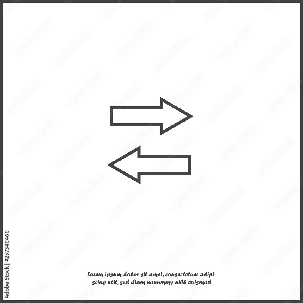 Poster horizontal arrows vector icon. exchange symbol and horizontal reflection on white isolated backgroun