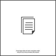 Vector document icon. Document verification symbol on white isolated background.
