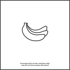 Vector banana icon  on white isolated background.