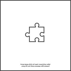 Vector puzzle icon on white isolated background.