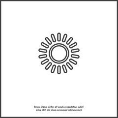 The sun icon. Flat sun icon on white isolated background.