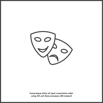Vector Image Theatrical face mask. Drama and comedy, laughter and crying on white isolated background.