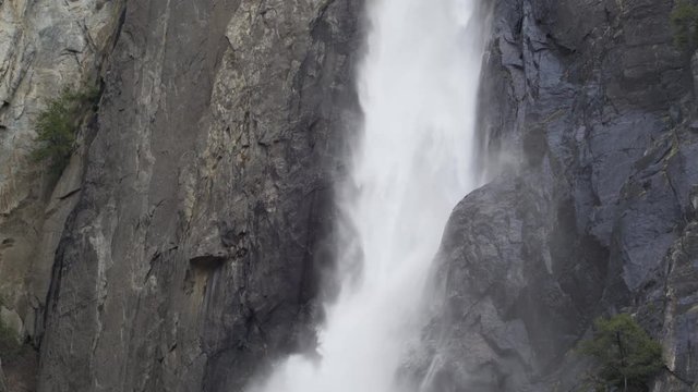 Static shot on bottom of waterfall in Yosemite National Park