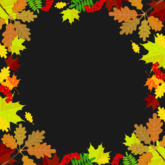 Square frame with autumn leaves