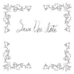 hand drawn wedding invitation card with floral doodle design vector