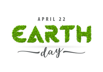 Earth day vector leaves poster design template