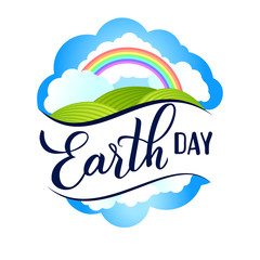 Earth day for banner design.  Earth day hand drawn vector lettering.