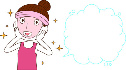 Illustration of a cute lady who is washing the face with Bubble Callout