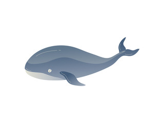 Obraz premium Cartoon whale on white background. Underwater world.