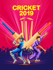batsman and bowler playing cricket championship sports 2019 - 257345671
