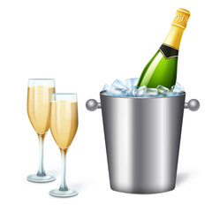 Realistic Champagne Bucket Composition