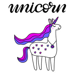 Unicorn Lettering vector illustration