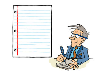 Senior executive writing on paper 