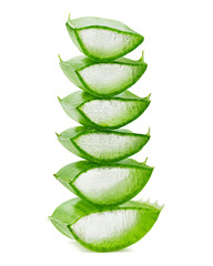 Aloe vera, slice, isolated on white background, clipping path, full depth of field