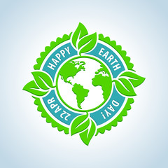 Earth day vector flat logo design template