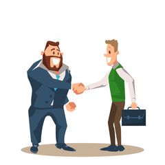 Fototapeta premium Two Smiling Business Man Character Shake Hand