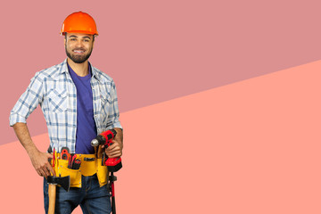 handsome happy workman