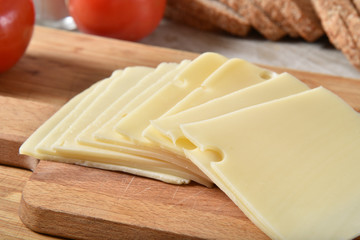 Fresh sliced swiss cheese