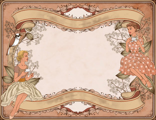 Graceful women having afternoon tea