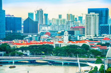 Fototapeta na wymiar Singapore cityscape, modern district construction