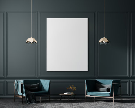 Fototapeta Mock up poster frames in scandinavian style interior