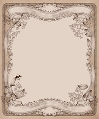 retro wood cut style frame