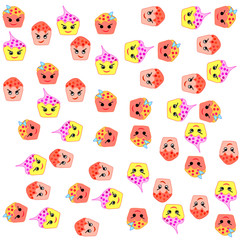 Obraz premium Kawaii cakes seamless pattern.