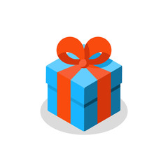 Three sizes of gift, blue box, red ribbon, present giveaway, special prize, happy birthday