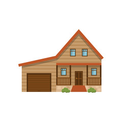 Classic house with garage isolated on white background