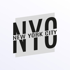 New York City text. NYC typography design. Tee, T-Shirt, Sport, Athletic Black and White graphics. Vector illustration.