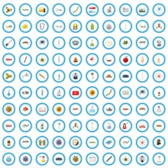 100 microscope icons set in cartoon style for any design vector illustration