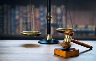 Law and Justice concept image.  Old court library