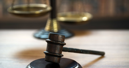 Law and Justice concept image.  Old court library