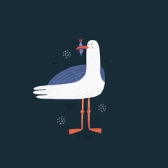 Seagull vector hand drawn illustration
