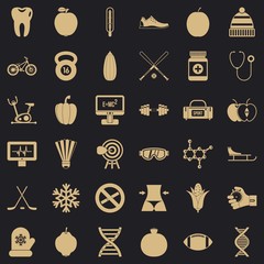 Wellness bicycle icons set. Simple style of 36 wellness bicycle vector icons for web for any design