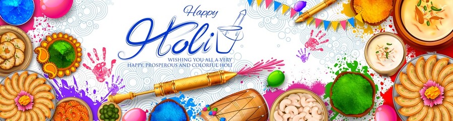 colorful promotional background for Festival of Colors celebration with message in Hindi Holi Hain meaning Its Holi - 257359493