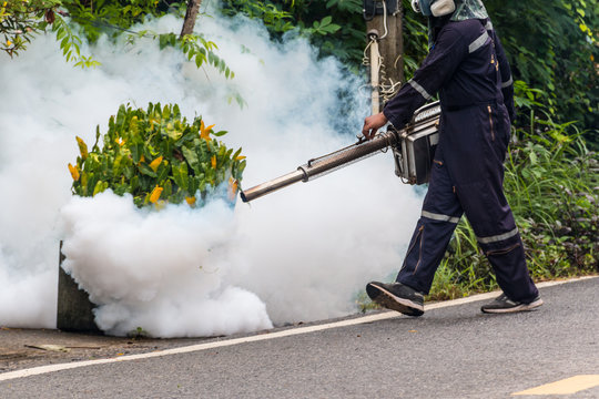 Man Using A Nebulizer, Killing Mosquitoes