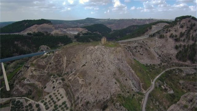 The A-45 highway crossing the Genil river near Malaga. Beautiful aerial videos of this nice Spanish landscape.