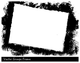 Vector Grunge rectangle frame with linen texture hand drawn background