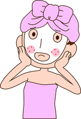 Illustration of a woman with rough skin as after bathing