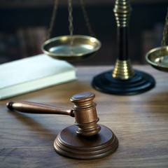 Law and Justice concept image.  Old court library