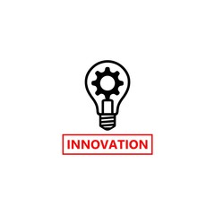 Innovation icon, Light bulb and cog inside