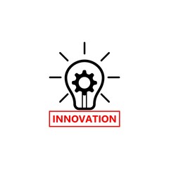 Innovation icon, Light bulb and cog inside