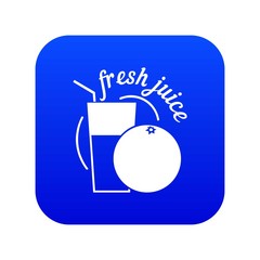 Fresh juice icon blue vector isolated on white background