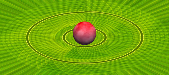 Fototapeta na wymiar red ball on green abstract background
