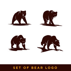 set of various bear logo designs